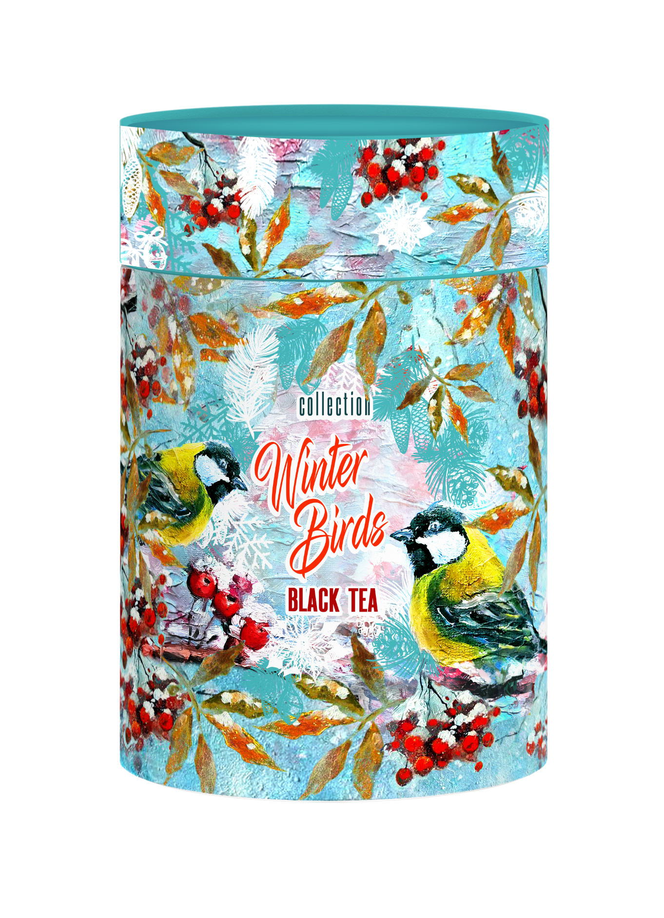 Синицы | Чай черный коллекция "Winter Birds" в тубусе, листовой
