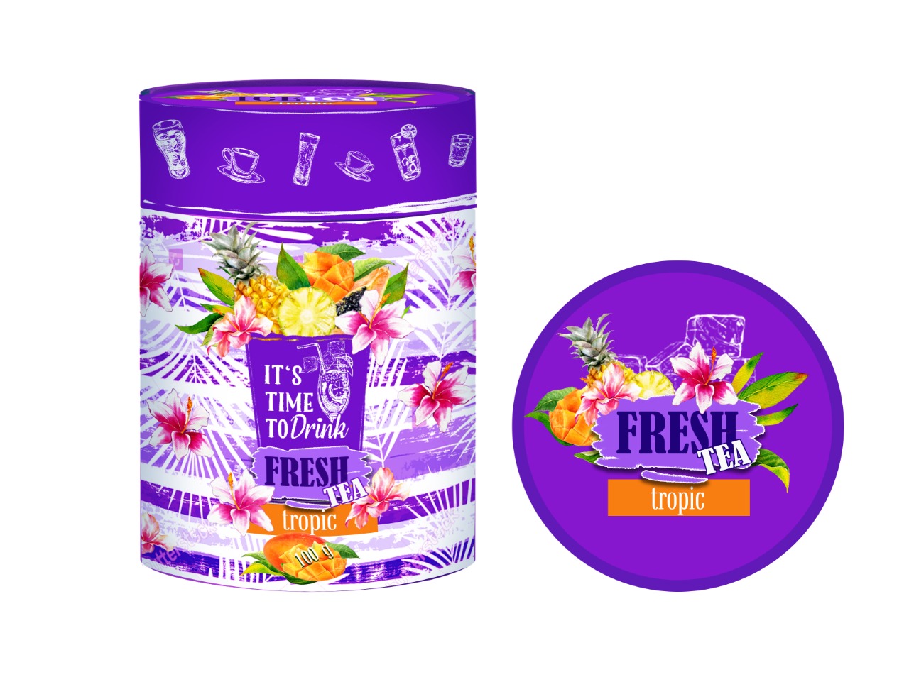 Тропические фрукты | Чай черный Коллекция "Fresh Tea" в тубусе, листовой
